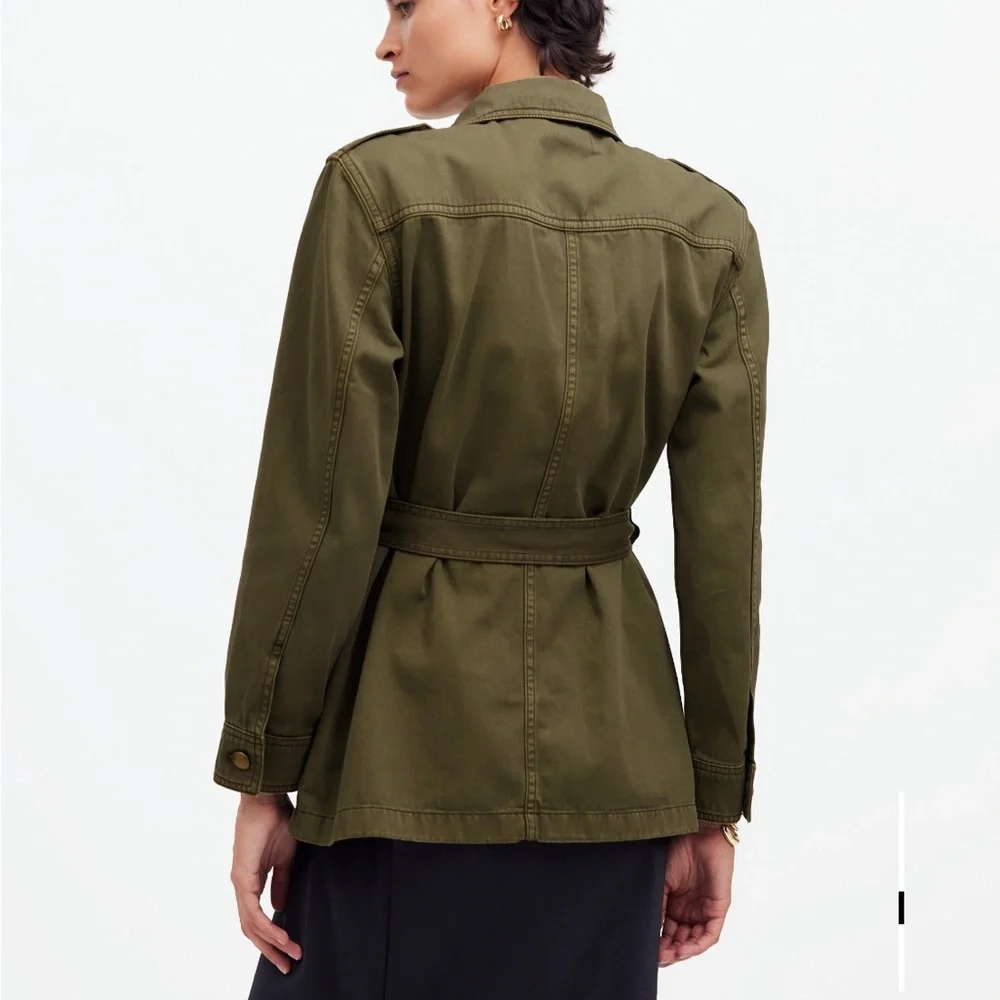 Madewell Utility Chino Safari Jacket Forest Green Gold Buttons Small Military - Picture 4 of 8